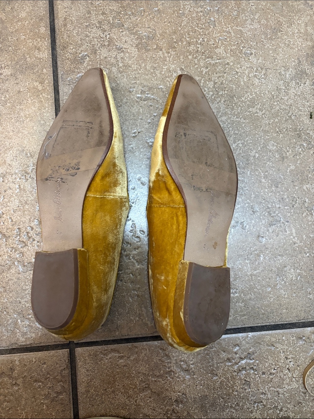 Sam Edelman Gold Velvet Mary Jane Pointed-Toe Flats - Picture 9 of 9